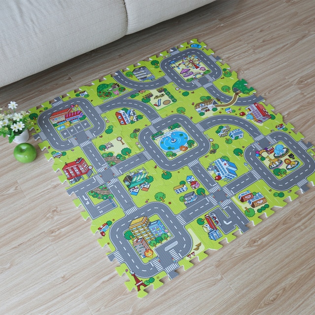 9pcs Kid Foam Puzzle mat for playing with car